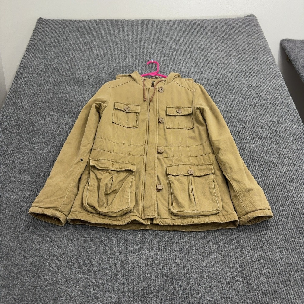 American Eagle Jacket Mens M Tan Cotton Hooded Utility Field Military Style